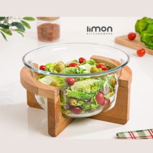 کاسه سرو پایه چوبی 3 لیتر لیمون