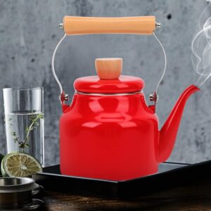 کتری لعابی دسته چوبی قرمز 1.5 و 2.5 لیتری