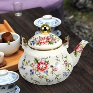 کتری لعابی گلدار دسته طلایی 1.5 و 2.5 لیتر لاکچری