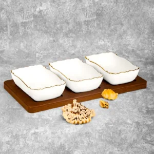 اردورخوری سه خانه مستطیل لب طلا لمون کد 328