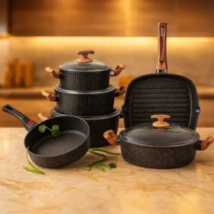 سرویس قابلمه 10 پارچه مشکی اویز مدل السا