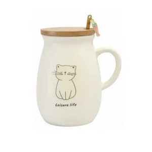 ماگ سرامیکی دربدار قاشق دار