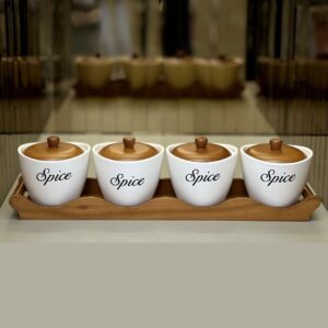 جا ادویه چهارتایی چوب سرامیک مدل موجی استار