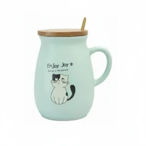 ماگ سرامیکی دربدار قاشق دار