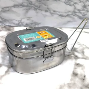 ظرف غذای استیل بیضی دو طبقه