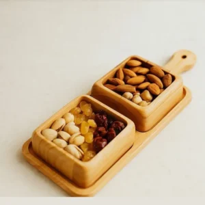 اردورخوری دو پیاله چوبی زیره دسته دار  کد 4022