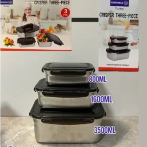 ظرف غذا سه تایی مستطیل استیل دربدار سایز بزرگ