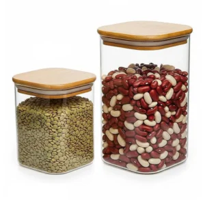 بانکه پیرکس مربعی درب بامبو قطر 10 سانتیمتر