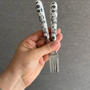 چنگال استیل دسته سرامیکی بسته شش عددی