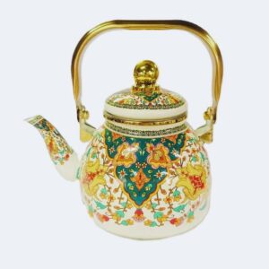 کتری لعابی گلدار دسته طلایی 1.5 و 2 و 2.5 لیتری