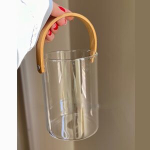 یخدان پیرکس گرد بزرگ دسته چوبی