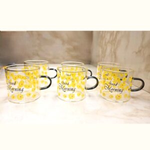 فنجان پیرکس قهوه خوری گلدار گودمورنینگ 6 عددی
