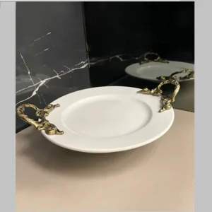 دیس گرد پایه دار دسته پیوتر طلایی سایز 26 کد 150