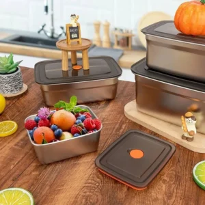 ظرف غذا چهار عددی مستطیل استیل دربدار کد 307